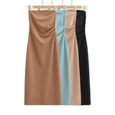 prom dresses Sweet Hot Girl Wrapped Chest off-Shoulder Dress Women's Summer New Pure Sexy Tight Split Sheath Dress