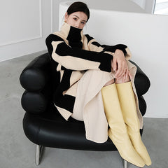 2000s fashion Women's Turtleneck Sweater Spring and Autumn 2024 New Lazy Style Loose Color Matching Striped Mid-Length Warm Knitted Top