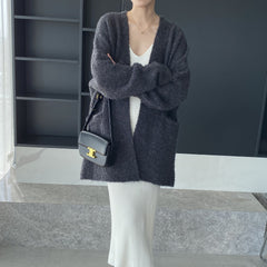 discover style ideas Women's V-neck Cardigan Coat, Long Sleeve Loose Wool Lazy Sweater, Y667