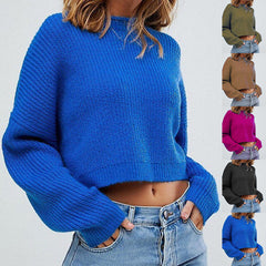 fall 2024 fashion trends 2024 Autumn and Winter New Sweater Women's Solid Color round Neck Long Sleeve Knitted Pullover Women's Sweater