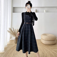witch dress to impress New Vintage Plaid Woolen Vest Camisole Dress Women's Small Preppy Style Dress