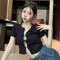 going out outfits Knitwear Women's Niche Hot Girl Sexy Hollow-out Scheming Spring Inner Short Bottoming Top