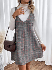 pumpkin patch dress to impress Women's V-neck Plaid Strap Dress Spring and Autumn Winter Fashion Women's Clothing