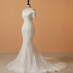 royalty dress to impress off-Shoulder Long Wedding Dress Spring New French Court Style Tight Waist Fishtail Bride Slimming Simple Elegant