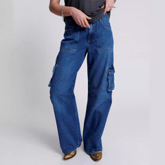 fashion outfits Temu Multi-Bag Jeans Women's 2024 Style High Waist Overalls Loose Washed Jeans