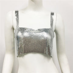 frat outfits Women's Metallic Sequined Camisole Sexy Party Nightclub Sweet and Spicy Style Sequined Top