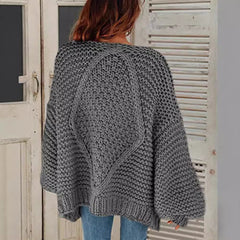 90s fashion Autumn and Winter New Loose Casual Lantern Long-Sleeved Cardigan Sweater Coat for Women