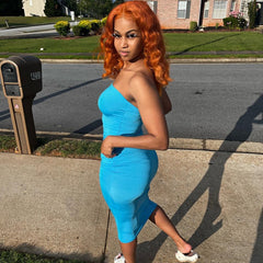 telenovela dress to impress Summer New Solid Color Sleeveless Pullover Tube Top Slim Sheath Sexy Mid-Length Dress