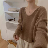 fall outfits aesthetic Korean Style Gentle Style Lazy V-neck 100 Wool Sweater for Women 2024 Autumn and Winter New Loose Slimming Sweater Top