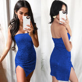 dress to impress outfits Summer Women's Shiny Tube Top off-the-Shoulder Split Skirt Dress