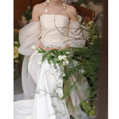 prom dresses Morning Gown Bride Light Wedding Dress New Tube Top High-Grade Engagement Dress Wedding Fairy Temperament Evening Dress for Women