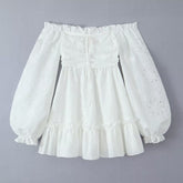 fruitful fashion dress to impress Autumn New Lantern Sleeve Embroidered off-Shoulder Backless Long Sleeve Dress Skirt