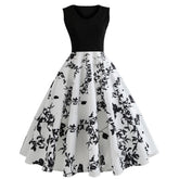 alien invasion dress to impress New Women's Retro Hepburn Style Printed Waist-Tight Swing Dress