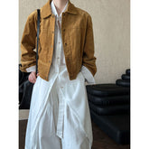 suede jacket outfit Luxi American Retro Maillard Corduroy Coat Women's Autumn New Loose Casual Jacket Top