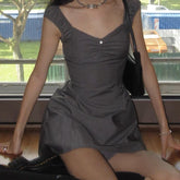 dress to impress New Slimming American Hot Girl a Version Tight Waist Lace Edge Ultra Short off-Shoulder Sheath Dress Female