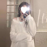 fall outfits Niche off-the-Shoulder Strap Sweater Women's Spring and Autumn Thin Loose Lazy Style Long Sleeve Top Coat