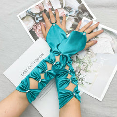 fairy costume Bridal Wedding Latin Dress Lolita Accessories Embroidered Beads Gloves Elastic Satin Ball Gloves