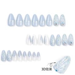 business casual outfits Wear Nail Polish Piece Finished Product Cold Color 3D Water Drop Shell Nail Art Almond Fake Nail