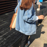 senior jeans Denim Coat Women's Spring and Autumn Wear BF Style New Trendy Korean Style Loose Light Color All-Match Short Denim Jacket for Students