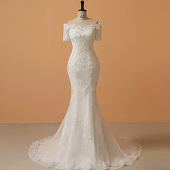 royalty dress to impress off-Shoulder Long Wedding Dress Spring New French Court Style Tight Waist Fishtail Bride Slimming Simple Elegant