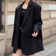 buisnesscore outfit women Black Small Suit Jacket for Women Spring and Autumn New Mid-Length Design Fashionable Temperament Casual Small Suit Jacket