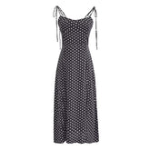 summer outfits inspo Sexy Side Slit Slim High Waist Sling Midi Dress Summer French Retro V-neck Polka Dot Print Dress Women