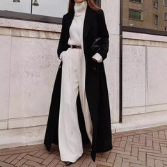 2000s fashion Autumn and Winter Women's Casual Long Solid Color Warm Woolen Coat Overcoat