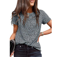 last minute halloween costumes Women's Casual Polka Dot Top round Neck Short Sleeve T-shirt Fashion Spring and Summer Loose Shirt