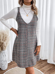 pumpkin patch dress to impress Women's V-neck Plaid Strap Dress Spring and Autumn Winter Fashion Women's Clothing