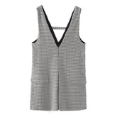 pumpkin patch dress to impress Spring New Women's Style V-neck Plaid Printed Vest Style Dress Women