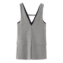 pumpkin patch dress to impress Spring New Women's Style V-neck Plaid Printed Vest Style Dress Women