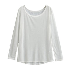 2000s fashion Wind Micro Revealed Shoulder Width Loose Long-Sleeved T-shirt Summer Fashion Comfortable All-Match Pullover Blouse Dance Top for Women