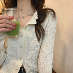 fall outfits women Plus Size French Style Polo Collar Long-Sleeved Shirt Women's Spring and Autumn Top Slim Fit Slimming Stacked Shirt Fashion