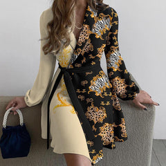 going out outfits Autumn and Winter New Lapel Simple Fashion Temperament Slim Women's Dress