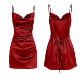 homecoming dresses Strap Satin Backless Strap Dress Summer Sexy Elegant Socialite Style Strap