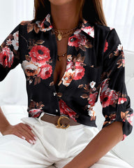 2000s fashion Women's Spring and Autumn Shirt Long-Sleeved Shirt Printed Shirt Women