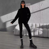 black sweater dress outfit Spring and Autumn Personalized Simple Street Cotton Long-Sleeved T-shirt Casual Loose Fashion Lazy Style Top Fashion