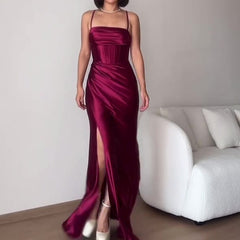 widow dress to impress Summer New Fashion Sexy Backless Red Strap Evening Dress Dress