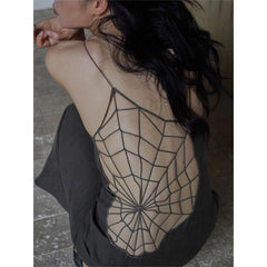 villian dress to impress outfit Pure Sexy Hot Girl Design Backless Spider Web Hollow-out Dress Suspender Dress