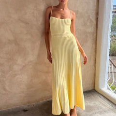 outfit inspo fall Summer Women's Tube Top Slim High Waist Sling Knitted Dress Seaside Vacation Pleated Dress