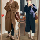outfit inspo fall Chic Korean Style Loose Mid-Length Woolen Coat Women's Temperament over-the-Knee Woolen Coat Autumn and Winter