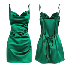 homecoming dresses Strap Satin Backless Strap Dress Summer Sexy Elegant Socialite Style Strap