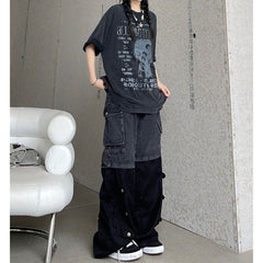 first day of school outfit highschool High Street Style Design Jeans for Women plus Size Fat American Retro Distressed Loose Straight Wide Leg Jeans Fashion