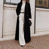 2000s fashion Autumn and Winter Women's Casual Long Solid Color Warm Woolen Coat Overcoat