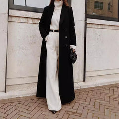 2000s fashion Autumn and Winter Women's Casual Long Solid Color Warm Woolen Coat Overcoat