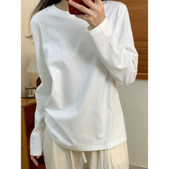black sweater dress outfit Basic Pure Cotton T-shirt Men's and Women's White Bottoming Shirt Autumn Simple Casual Shoulder Long Sleeve Top Inner Wear