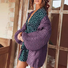 90s fashion Autumn and Winter New Loose Casual Lantern Long-Sleeved Cardigan Sweater Coat for Women