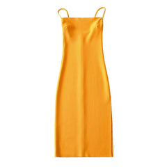 telenovela dress to impress INS Style French Style Flat Strap Dress Women's Summer New off-the-Shoulder Sexy Split Dress Long Skirt