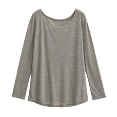 2000s fashion Wind Micro Revealed Shoulder Width Loose Long-Sleeved T-shirt Summer Fashion Comfortable All-Match Pullover Blouse Dance Top for Women