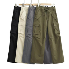 birkenstock clogs outfit fall Overalls Women's Personalized Street Casual Loose Slimming Lace-up Multi-Pocket Trendy Straight